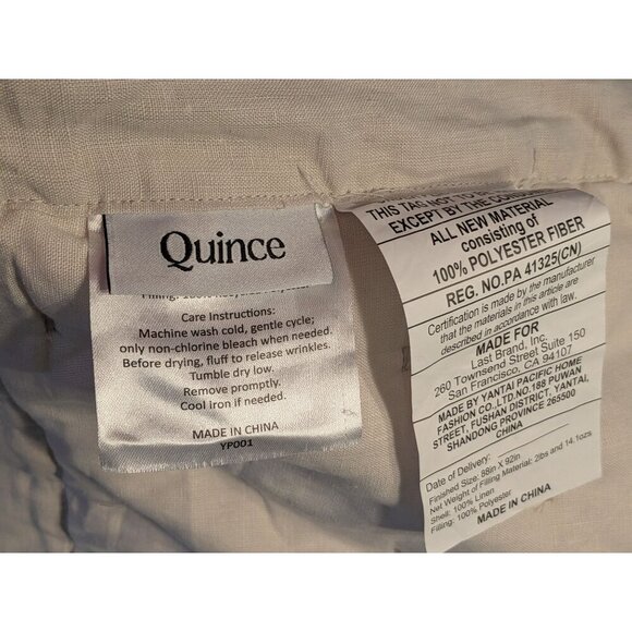Quince 100% European Linen Dream Quilt 3PC Set Color Natural Size Full/Queen-NEW - Picture 4 of 8